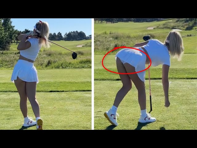 Paige Spiranac Versionen freizügigen Mini-Rock während Morgen Golf Sitzung